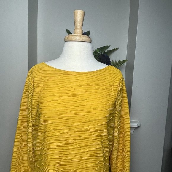 Gianni Bini Women's Fitted Dress Size Large (L) 3/4 Sleeve Marigold Yellow - Picture 6 of 9